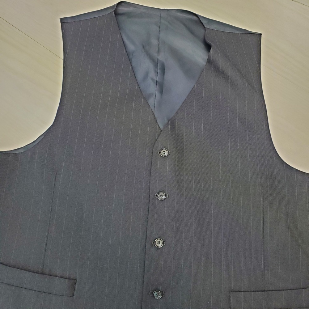 Bert Pulitzer Mens Navy Blue Pinstripe Wool Blend Suit Vest Waistcoat Size 48R
